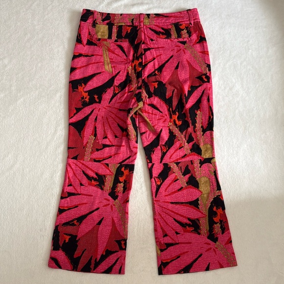 J. Crew | High-waisted Kickout Crop Pant in Palm-Print Grasscloth Pink/Black 12 - Picture 12 of 12